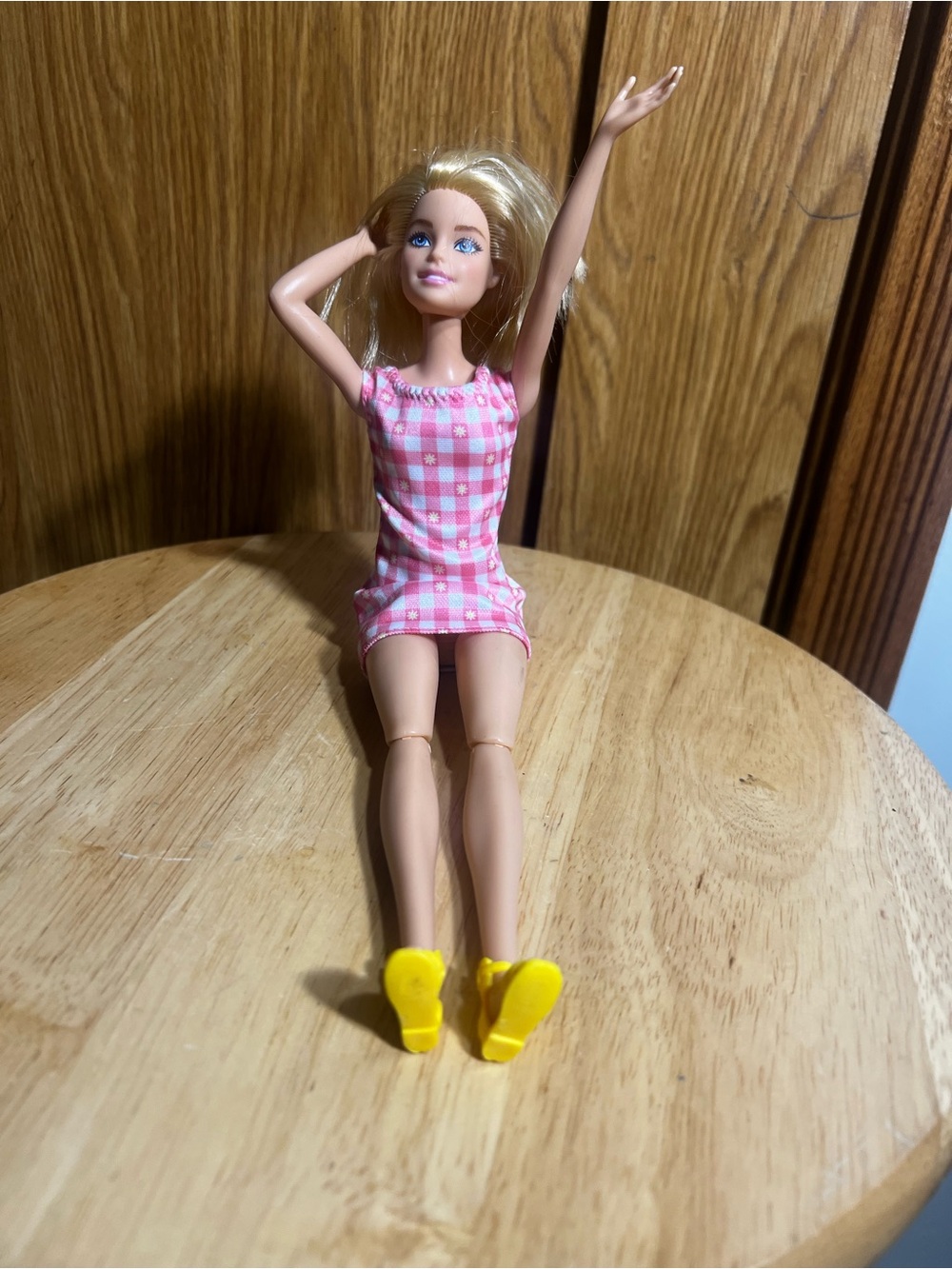 Barbie Pink Gingham Dress with Yellow Shoes